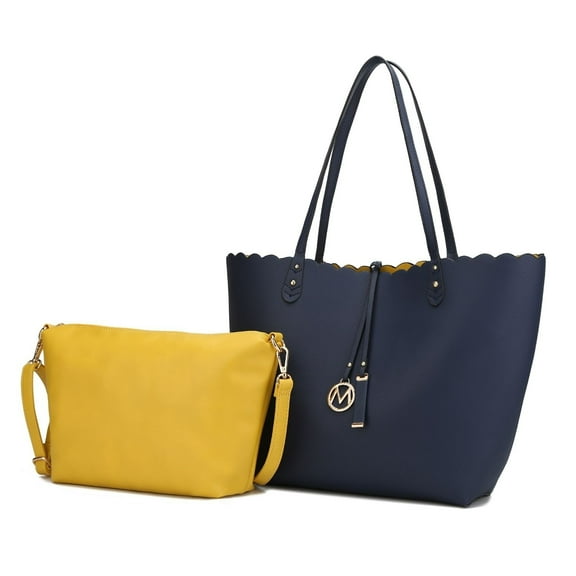 Amahia Reversible Shopper Tote Shoulder Handbag with Cosmetic Pouch by Mia K.