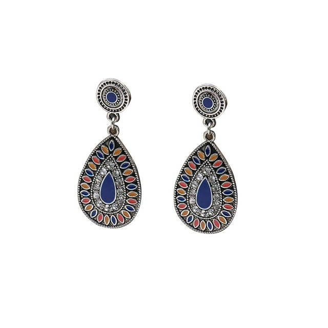 Amaiiu 1 Pair Chandelier Earrings Bohemian Bead Ear Drops with Rhinestones Exaggerated Jewelry Beach Accessories Earring for Women 0449