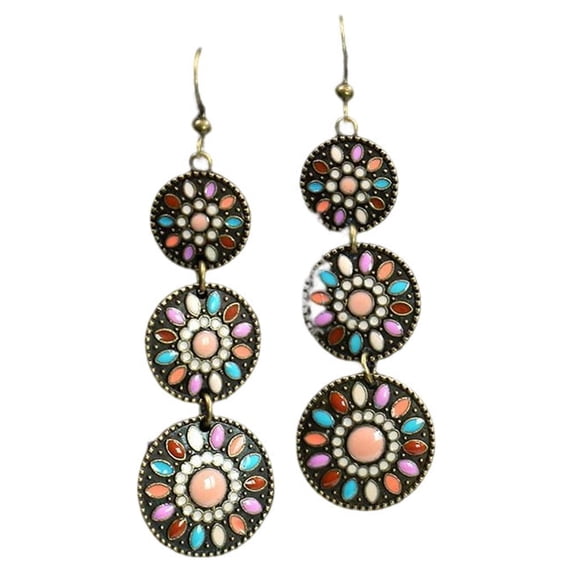 Amaiiu 1 Pair Chandelier Earrings Bohemian Bead Ear Drops with Rhinestones Exaggerated Jewelry Beach Accessories Earring for Women 1519