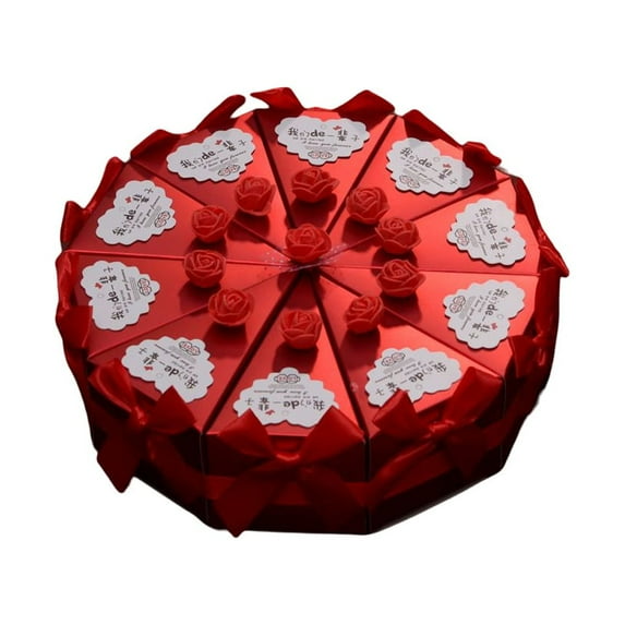 Amaiiu 10 Pieces/Set Wedding Candy Box Sweet Cake Storage Boxes Engagement Party Decorative for Cookie Biscuit Dessert Red Large Type 14