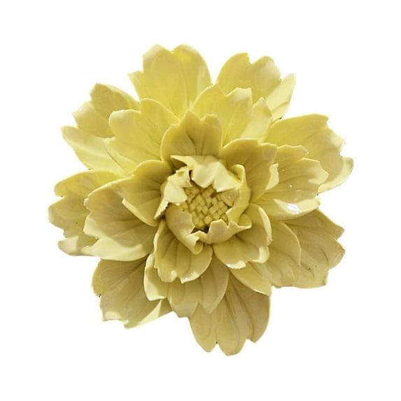 Amaiiu Ceramic Flowers Three-dimensional Flower Wall Hanging Home Pastoral Crafts TV Office Art Ornaments Background Mural Yellow Small