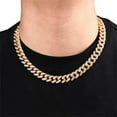 thumbnail image 1 of Amaiiu Hiphop-Inlaid Rhinestones Cuban Chain Rapper Pendants Jewelry Unisex Alloy Diamond Necklace Bracelet, 1 of 8