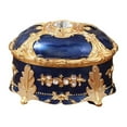 thumbnail image 1 of Amaiiu Jewelry Box Lid Sturdy Metal Ellipse Storage Boxes Rhinestone Dustproof Practical Pattern Holder Accessory Table Jewelry Blue, 1 of 10