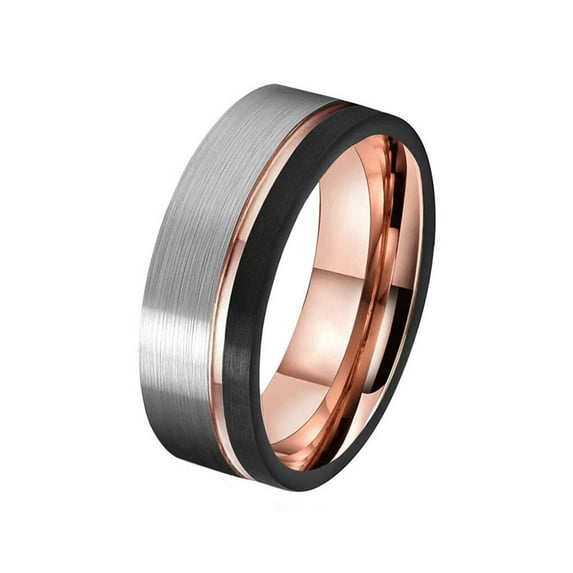 Amaiiu Men Ring Decorative 8mm 3 Color Stylish Fashionable Glossy Anti-rust Anti-corrosive Rings Jewelry Birthday Gift Size 5