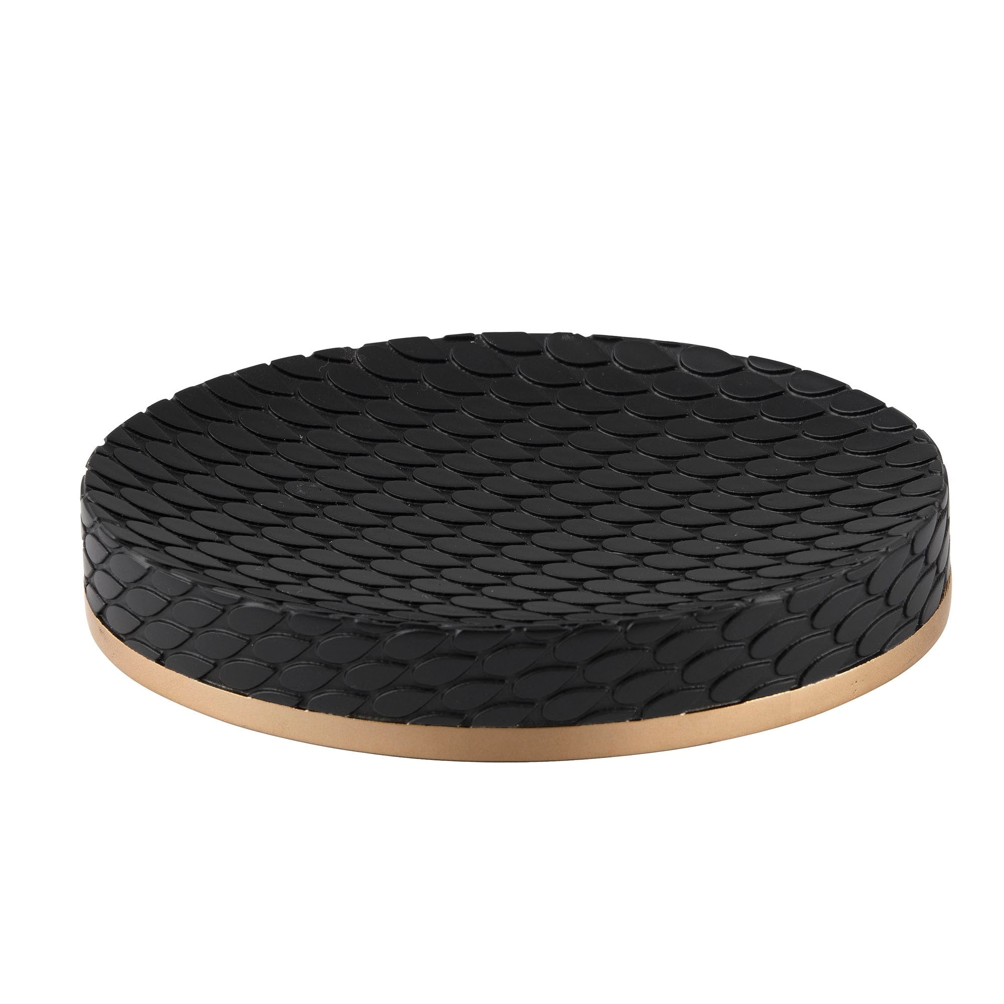 Amal Black and Gold Textured Resin Soap Dish
