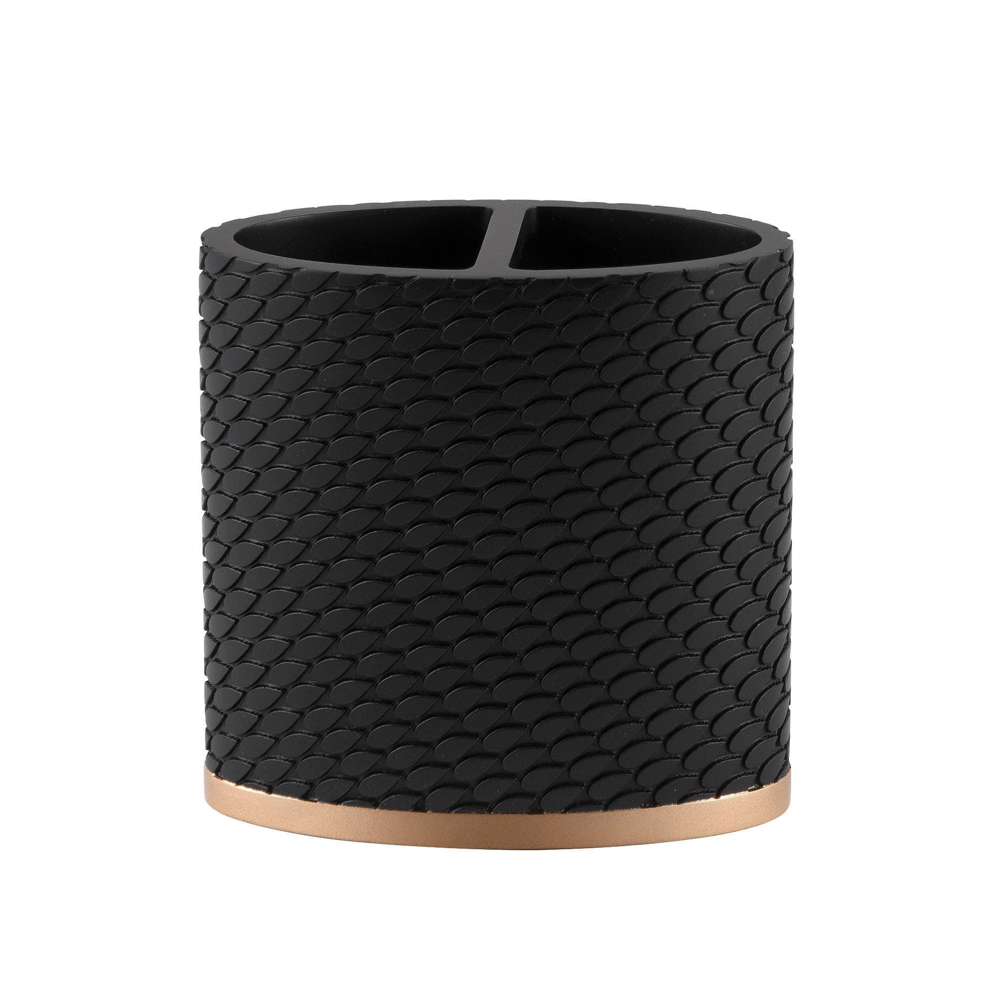 Amal Black and Gold Resin Toothbrush Holder with Embossed Detailing
