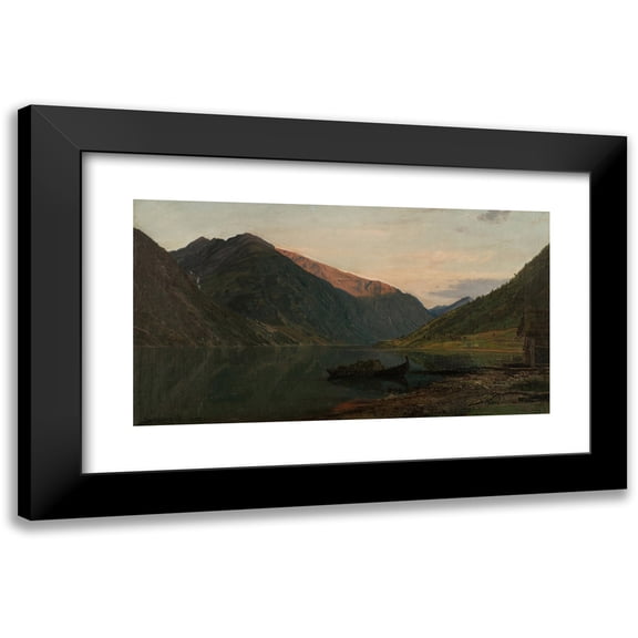 Amaldus Nielsen 14x10 Black Modern Framed Museum Art Print Titled - Evening Mood, Fjarland (1877)