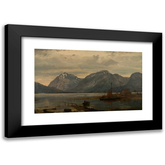Amaldus Nielsen 14x10 Black Modern Framed Museum Art Print Titled - From the Englafjellene, Hardanger (1863)