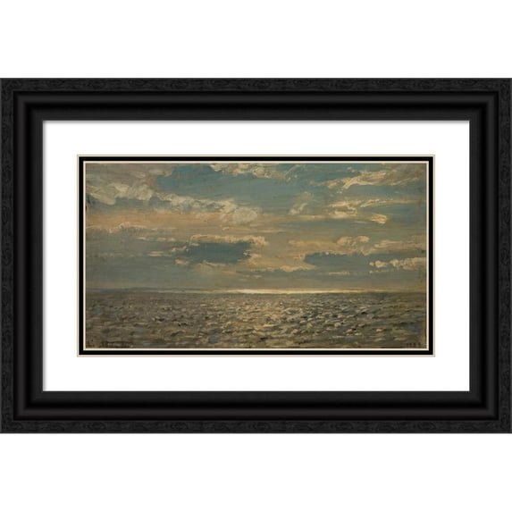 Amaldus Nielsen 14x10 Black Ornate Wood Framed Double Matted Museum Art Print Titled: Cloudy Weather (1889)