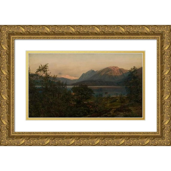 Amaldus Nielsen 14x10 Gold Ornate Wood Frame and Double Matted Museum Art Print Titled - Evening, Teroen (1897)
