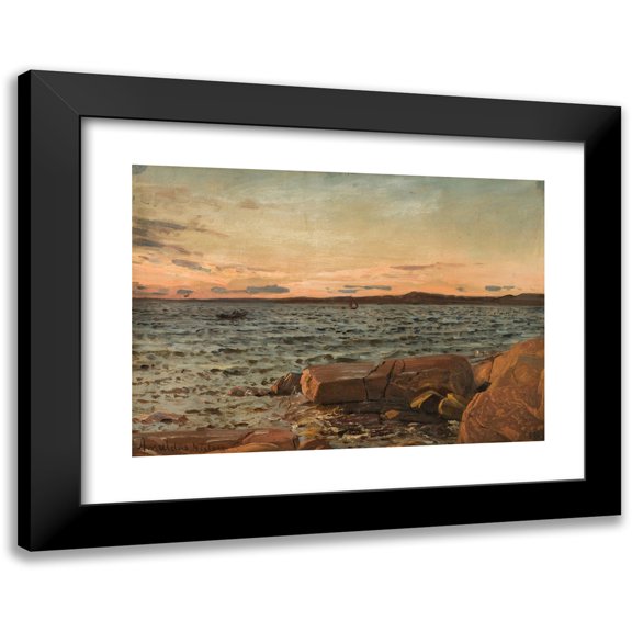 Amaldus Nielsen 14x11 Black Modern Framed Museum Art Print Titled - Sunrise Winds, the Whales (1896)