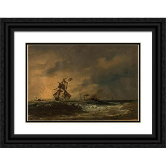 Amaldus Nielsen 14x11 Black Ornate Wood Framed Double Matted Museum Art Print Titled: The First Composition (1859)