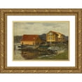 thumbnail image 1 of Amaldus Nielsen 14x11 Gold Ornate Wood Frame and Double Matted Museum Art Print Titled - After the East Rain (1869), 1 of 4