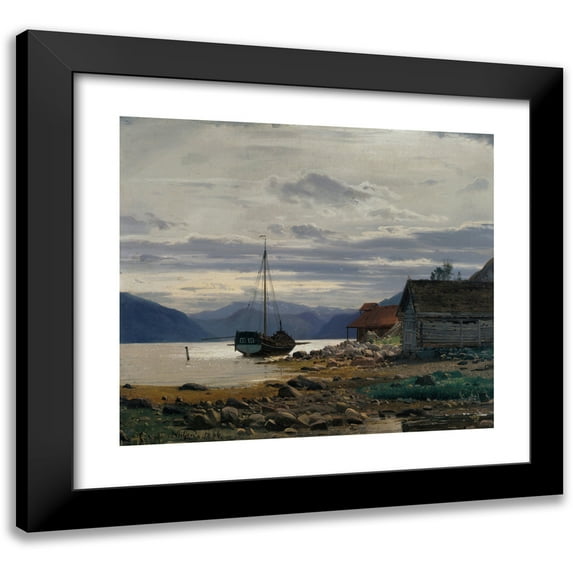 Amaldus Nielsen 14x12 Black Modern Framed Museum Art Print Titled - From Balestrand (1866)