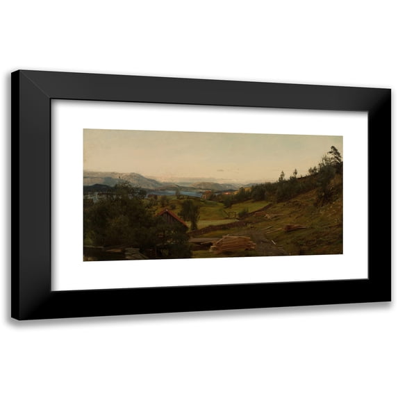 Amaldus Nielsen 14x9 Black Modern Framed Museum Art Print Titled - Evening, Stord (1890)