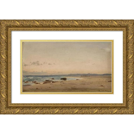 Amaldus Nielsen 18x12 Gold Ornate Wood Frame and Double Matted Museum Art Print Titled - Jarstrand (1892)