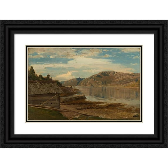 Amaldus Nielsen 18x13 Black Ornate Wood Framed Double Matted Museum Art Print Titled - Evening at Enes, Woman
