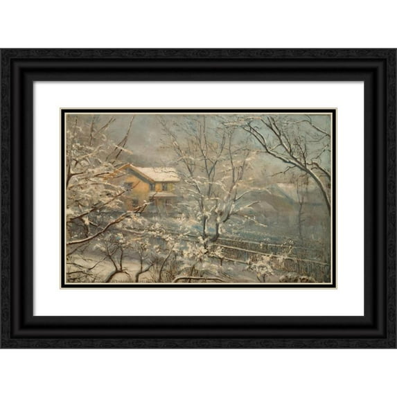 Amaldus Nielsen 18x13 Black Ornate Wood Framed Double Matted Museum Art Print Titled - Morning Atmosphere at Majorstuveien 8 (1928)