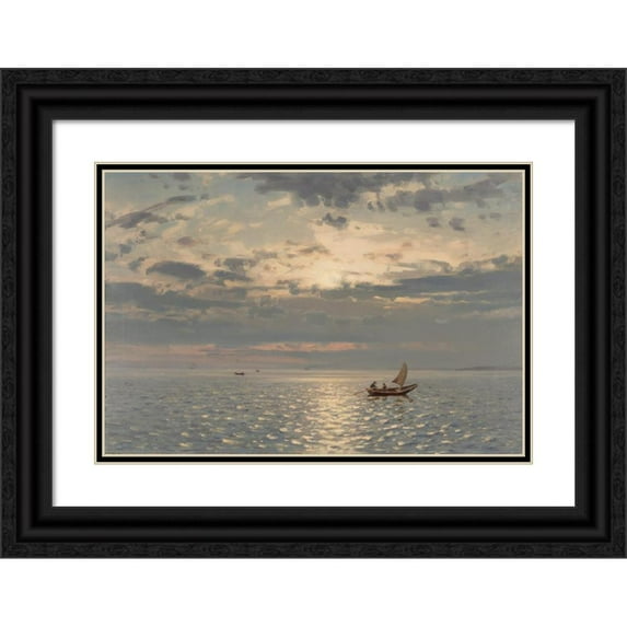 Amaldus Nielsen 18x13 Black Ornate Wood Framed Double Matted Museum Art Print Titled - Solspeil (1900)
