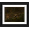 thumbnail image 1 of Amaldus Nielsen 18x15 Black Ornate Wood Framed Double Matted Museum Art Print Titled - Holtet, Mandal (1858), 1 of 5