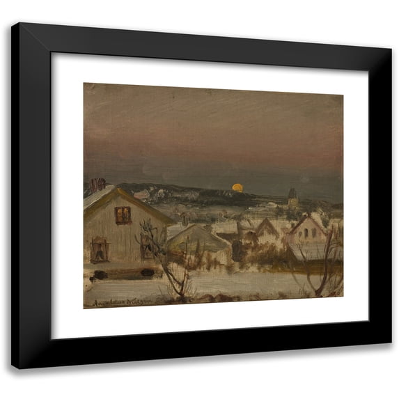 Amaldus Nielsen 22x20 Black Modern Framed Museum Art Print Titled - Winter Eve from the Atelier Window (1875)