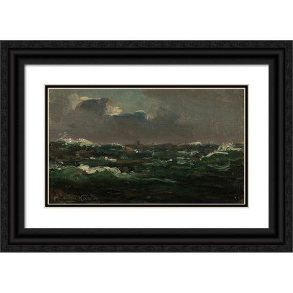 Amaldus Nielsen 24x16 Black Ornate Framed Double Matted Museum Art Print Titled: Spanish Lake (1860)