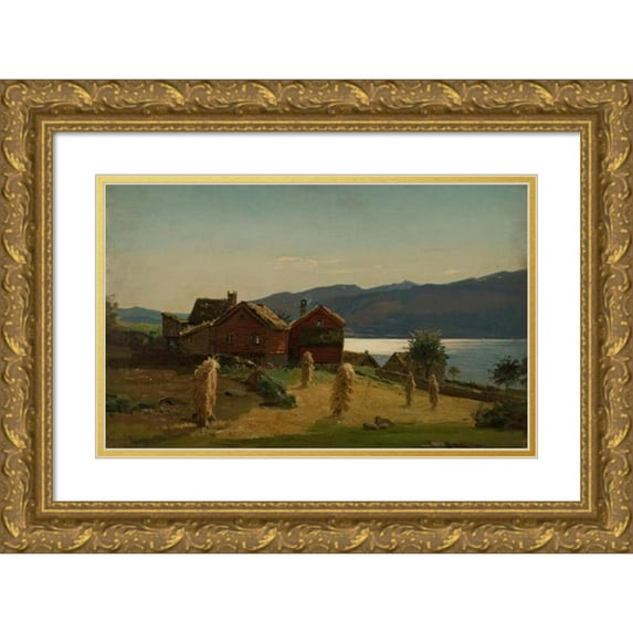 Amaldus Nielsen 24x17 Gold Ornate Framed and Double Matted Museum Art Print Titled - Farmers, Balestrand