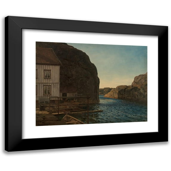 Amaldus Nielsen 24x19 Black Modern Framed Museum Art Print Titled - Olafsundet, Ny-Hellesund (1911)