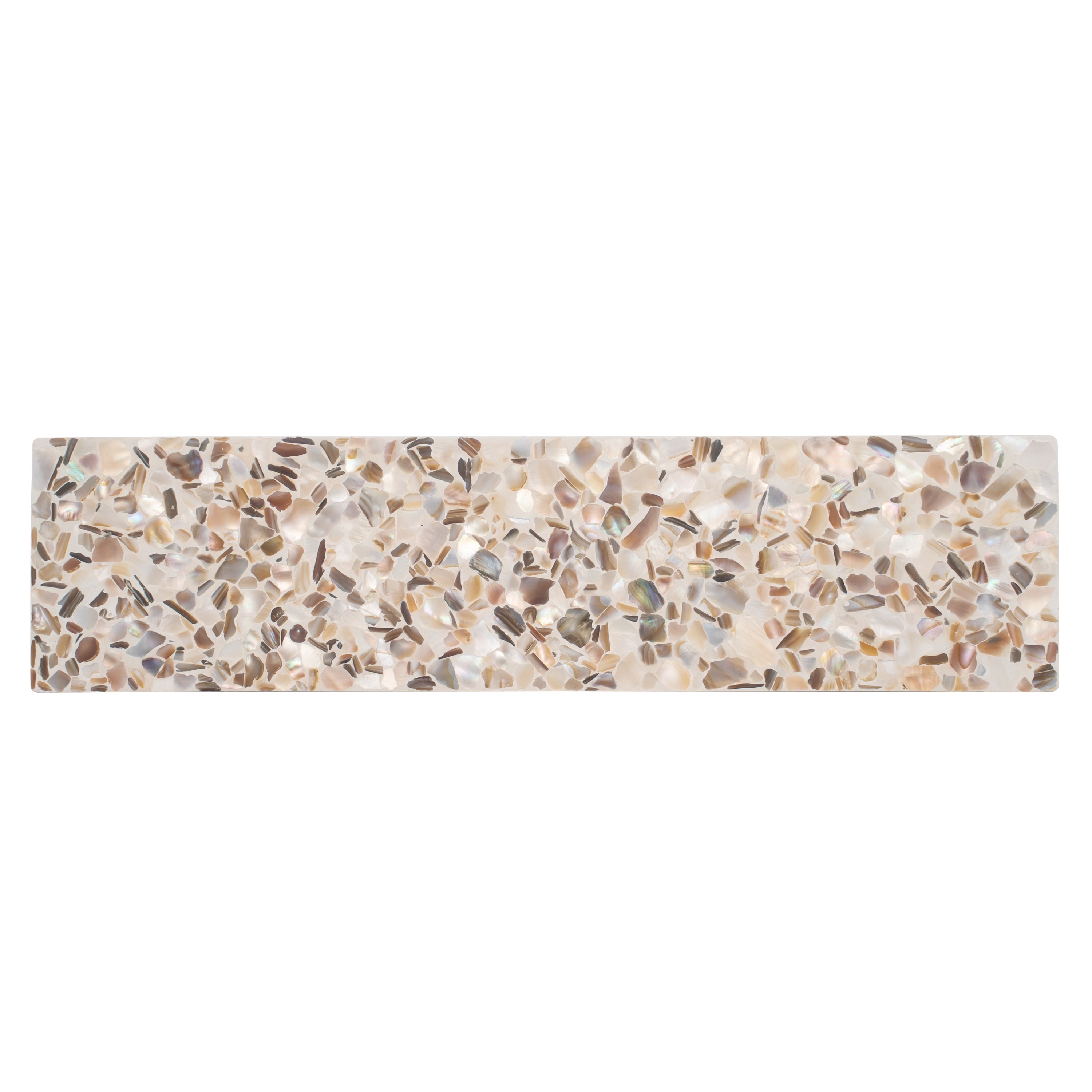 Amalfi 3x12 in. Ivory White with Copper flecks Glossy Shell, Terrazzo ...