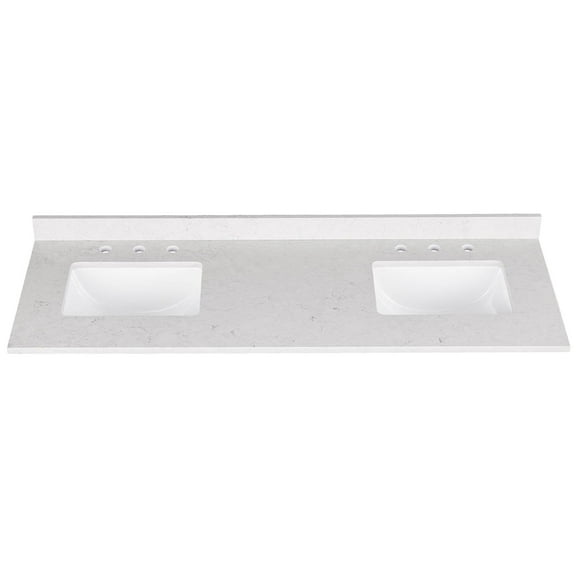 Dreamwerks Amalfi 61"W x 22"D Engineered Marble Vanity Top with Rectangular 2x Undermount Bowls