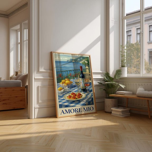 Amalfi Coast Balcony Print, Unframed Paper Poster 8x10in