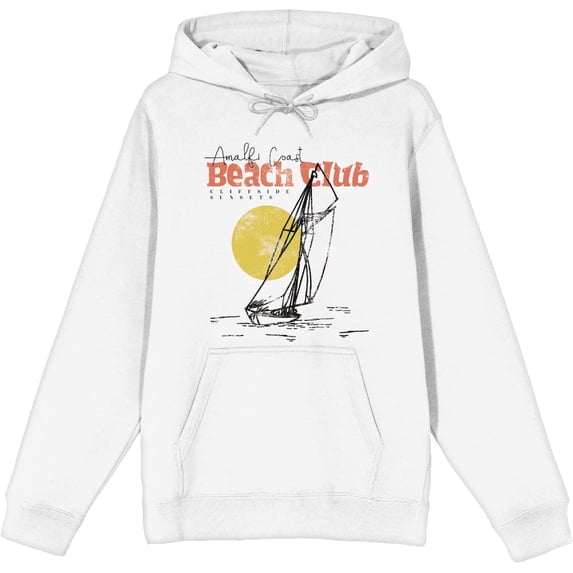 Amalfi Coast Beach Club Adult White Long Sleeve Hoodie-Large