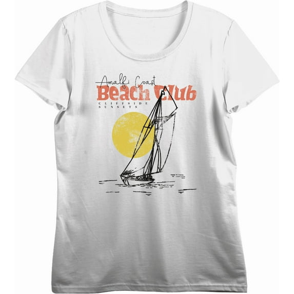 Amalfi Coast Beach Club Women's Vivid White Crew Neck Short Sleeve Crop Tee-XL