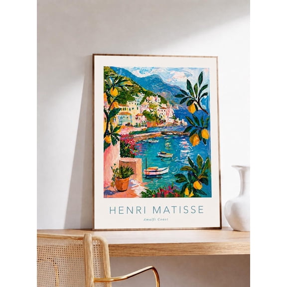 Amalfi Coast Colorful Mediterranean Poster, Unframed Paper Poster 8x10in