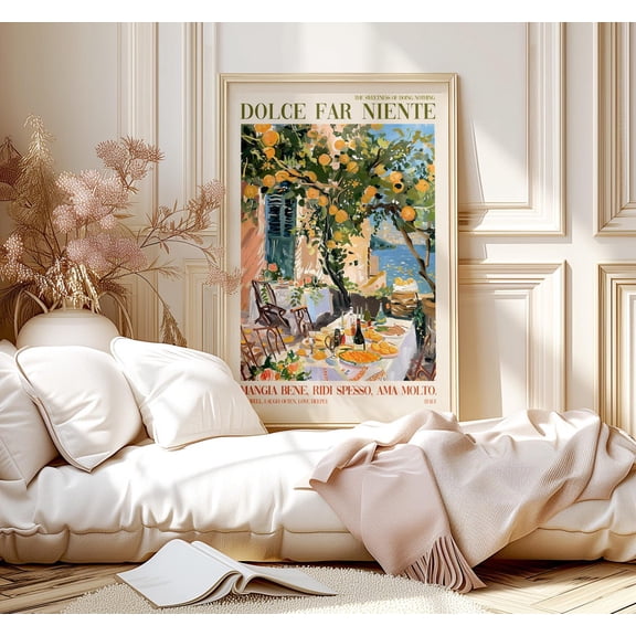 Amalfi Coast Food Table Kitchen Print, Unframed Paper Poster 8x10in