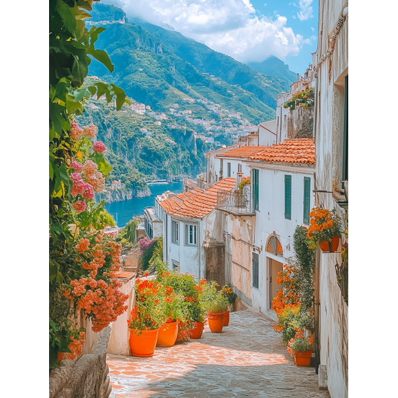 Amalfi Coast Italian Village Decor Canvas Print/Wall Art Perfect for Living Room Bedroom Bathroom Kitchen and Office Decoration