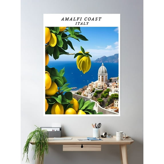 Amalfi Coast Italy Lemon Poster Wall Art, Modern Wall Decor For Living Room Bedroom, 8x12 UNFRAMED