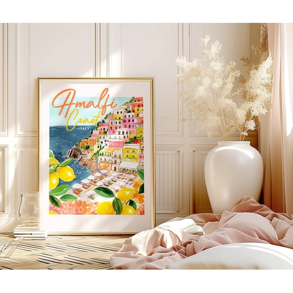 Amalfi Coast Lemon Poster: Positano Italy Travel Poster, Unframed Poster Size 12x18