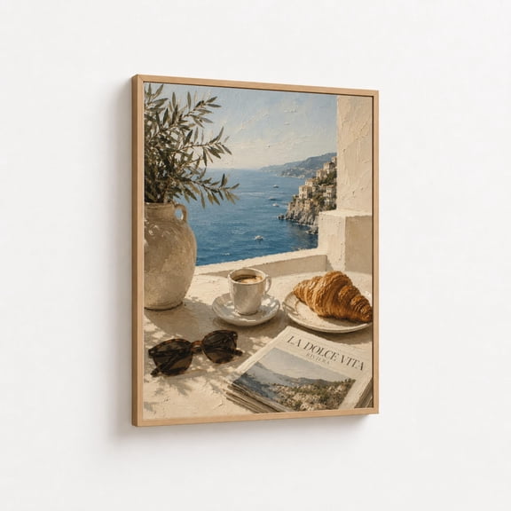 Amalfi Coast Mediterranean Summer View Print, Unframed Paper Poster 8x10in