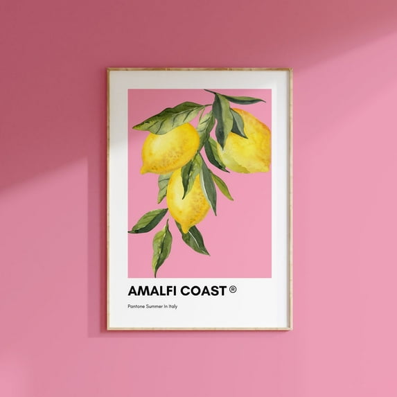 Amalfi Coast Pantone Print Poster, Pink Pantone Poster Print, Pantone Wall Art, Pantone Colors, Italy Travel Prints, Summer Wall Art, Modern Wall Decor, 12x18 UNFRAMED