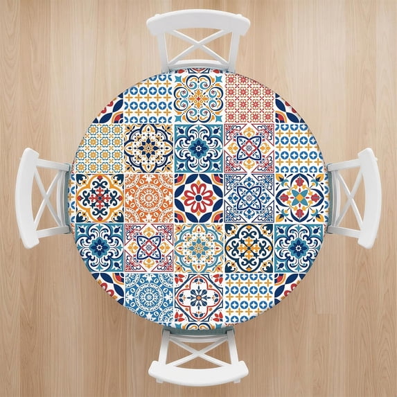 Tabletop Board Amalfi Coast Summer Mediterranean Tile up Diameter 36