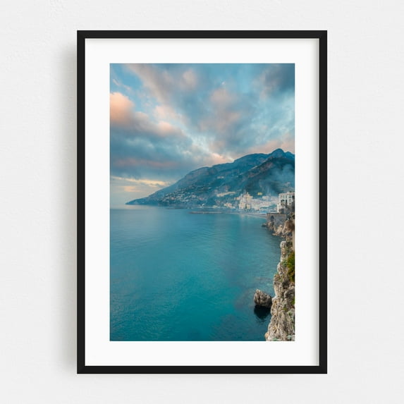 Amalfi Coastal 02 - Amalfi Campania Italy Photography Coast Ocean Scenic Travel Poster Landscape Water Coastal Black Framed Wall Art Print 5 x 7 inches