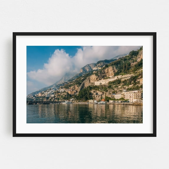 Amalfi Coastal 03 - Amalfi Campania Italy Photography Coastal Landscape Architecture Scenic Mountain Harbor Travel Poster Black Framed Wall Art Print 5 x 7 inches