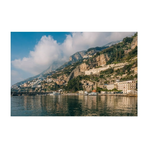 Amalfi Coastal 03 - Amalfi Campania Italy Photography Coastal Landscape Architecture Scenic Mountain Harbor Travel Poster Unframed Wall Art Print 32 x 48 inches