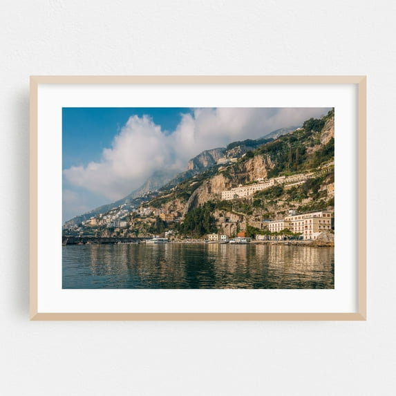 Amalfi Coastal 03 - Amalfi Campania Italy Photography Oak Framed Wall Art Print 20 x 30 inches