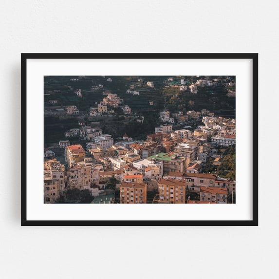 Amalfi Hillsides 03 - Campania Italy Photography Black Framed Wall Art Print 16 x 24 inches