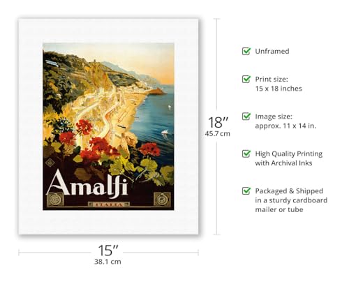 Amalfi Italia - Campania Italy - Vintage Travel Poster by Mario Borgoni c.1925 - Fine Art Rolled ...
