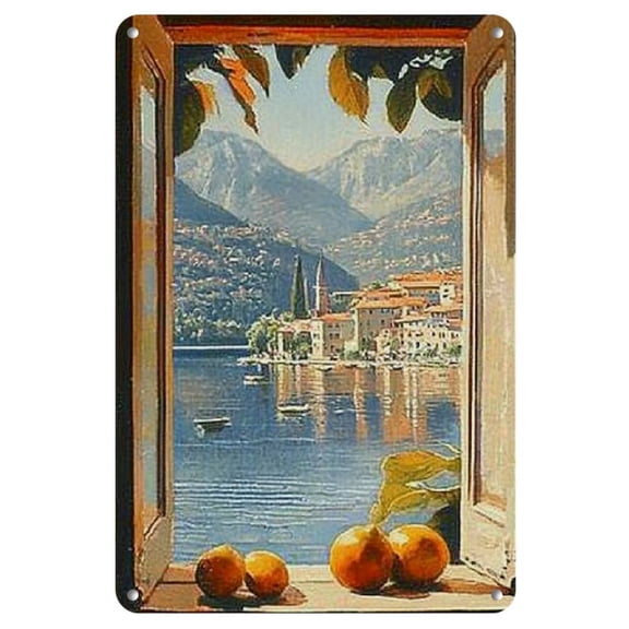 Amalfi Italy Vintage Metal Tin Sign - 8x12 Inch, Easy-Hang Decor for Home, Kitchen, Bar, Garage - Durable & Dustproof