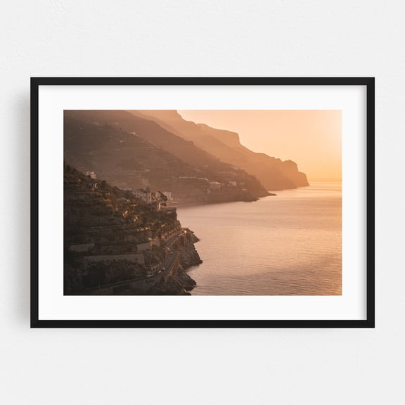 Amalfi Layers 03 - Minori Campania Italy Photography Sunset Coast Landscape Scenic Ocean Travel Poster Nature Black Framed Wall Art Print 5 x 7 inches