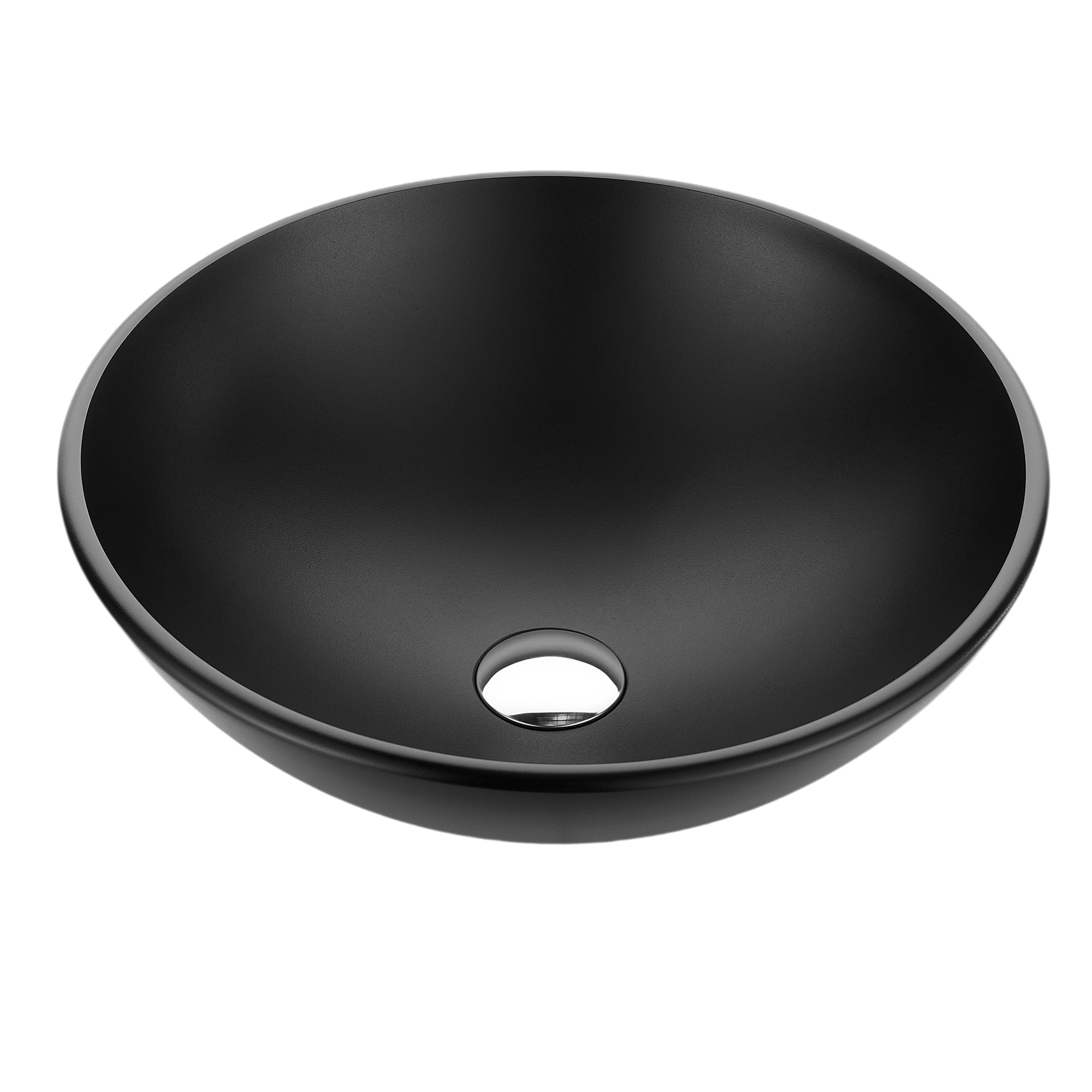 Amalfi Matte Black Glass Round Vessel Bathroom Sink